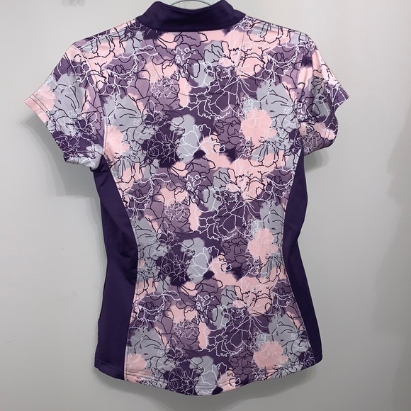 Pebble Beach 2 Pc Golf Top and Skort Abstract Floral Print Purple Gray S - Picture 4 of 11